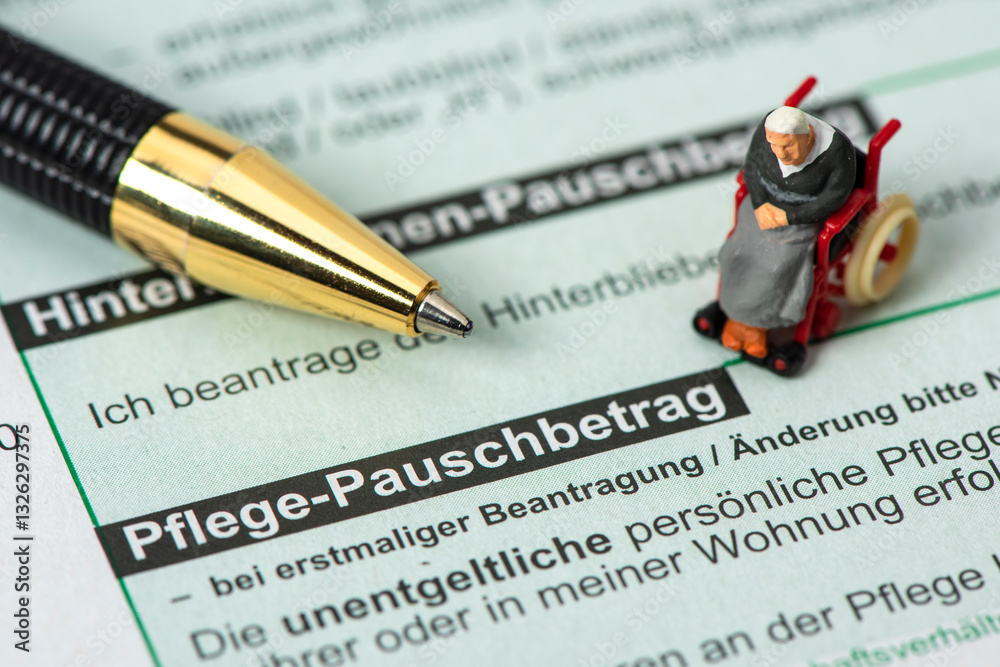 Formular zur Steuererklärung beim Finanzamt über Pflege