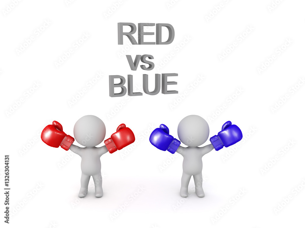 3D Red versus blue concept 3D Red versus blue concept