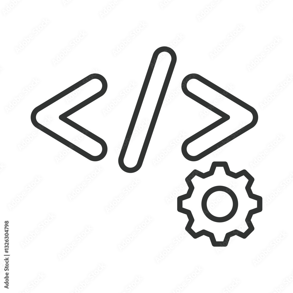 Obraz premium Web Development, icon in line design. Web development, Website design, Front-end, Back-end, HTML, CSS, JavaScript on white background vector. Web Development editable stroke icon