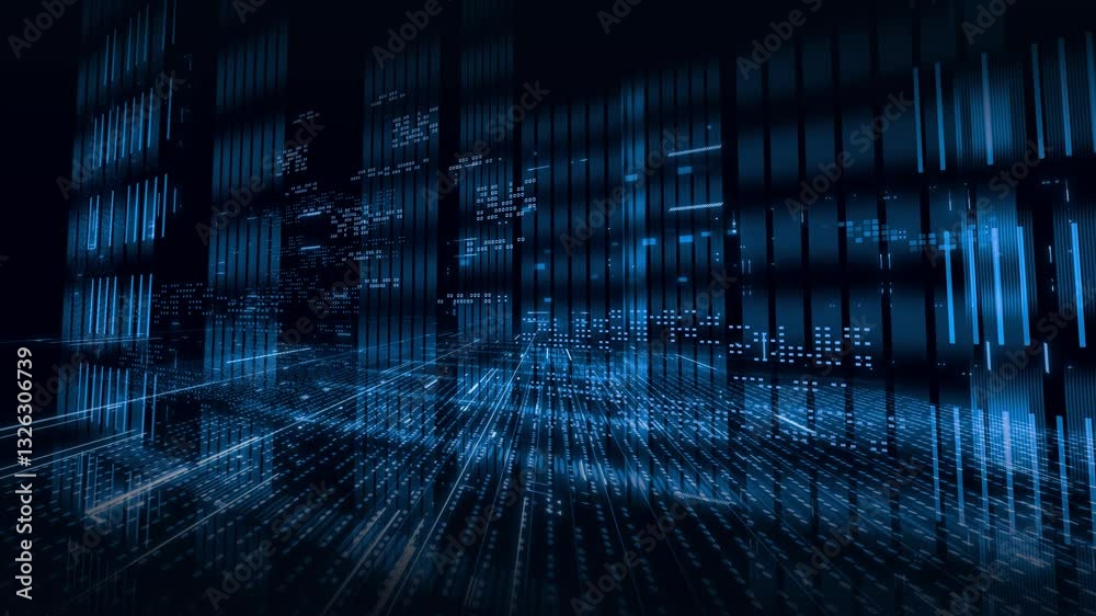 Abstract binary code background with high tech elements.