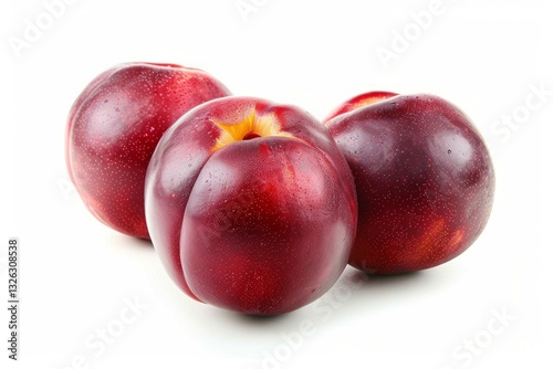 Wallpaper Mural Trio of red plums on white background. Artificial intelligence image Torontodigital.ca