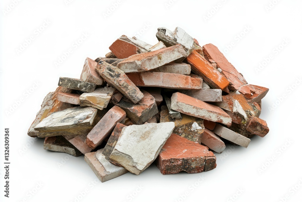 Pile of mixed stones isolated on white background. Artificial Intelligence image Pile of mixed stones isolated on white background. Artificial Intelligence image