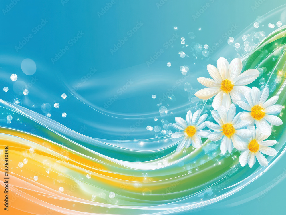 cheerful summer background with vibrant colors and daisies cheerful summer background with vibrant colors and daisies