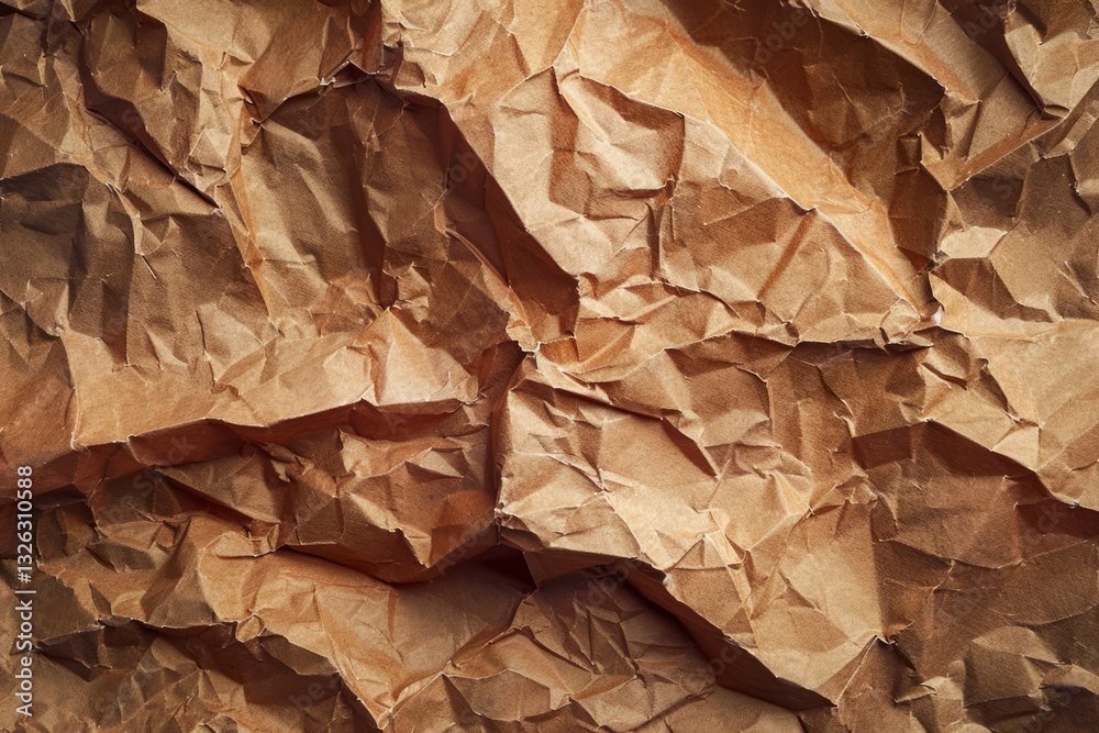 Photo of Crumpled sheet of toned brown paper. Background texture for backdrops or mapping Photo of Crumpled sheet of toned brown paper. Background texture for backdrops or mapping