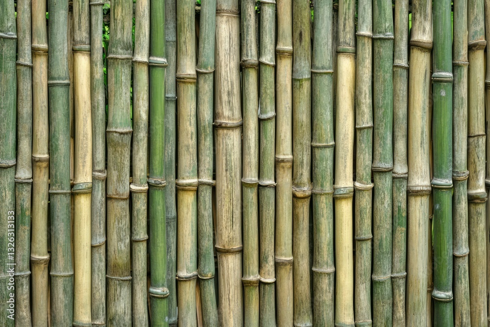 Fototapeta premium Vibrant green bamboo stalks in natural setting. Artificial Intelligence image