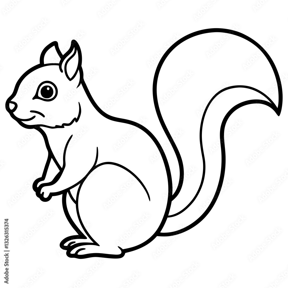 Single-Line Squirrel Vector Illustration Single-Line Squirrel Vector Illustration