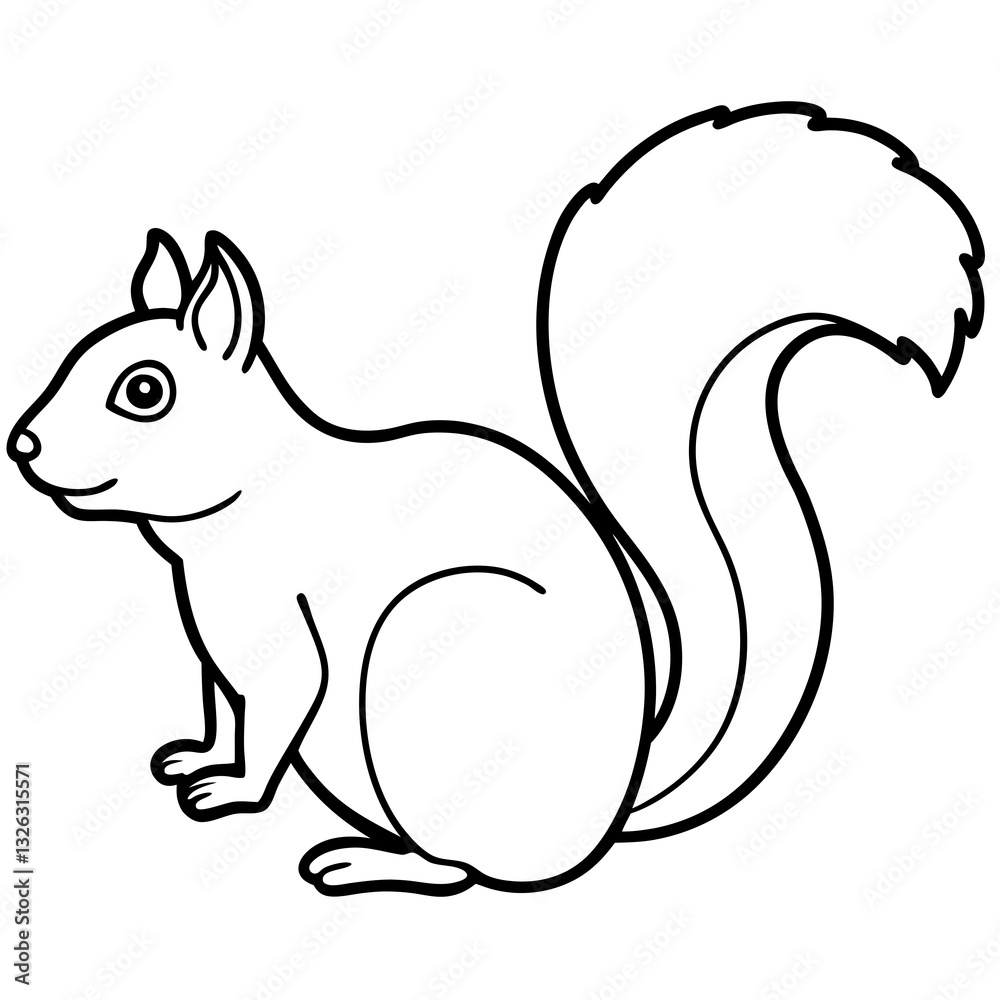 Fototapeta premium Single-Line Squirrel Vector Illustration