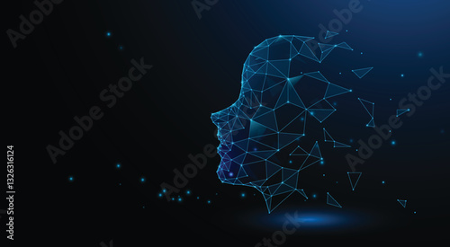 Face human technology graphic design background. Face human illustration. Vector Abstract technology circuit lines. Technology vector background.Eps10 vector illustration.