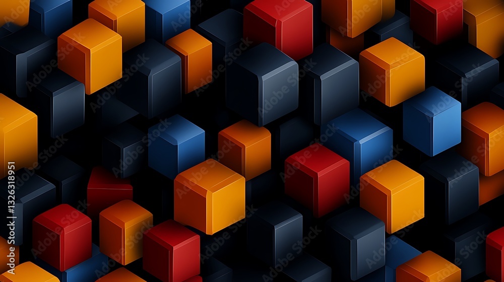 Obraz premium Abstract 3D Render: Colorful Cubes in a Dynamic Pattern AI Generated
