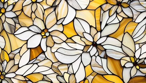 Obraz na płótnie Yellow stained glass flowers as a background. w salonie