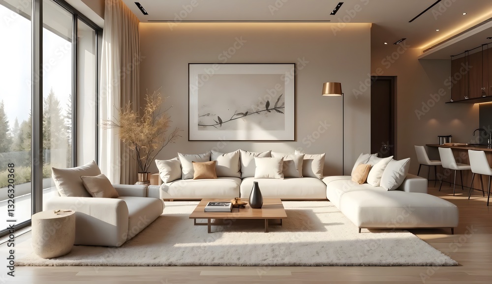 Fototapeta premium living room design in minimalistic style