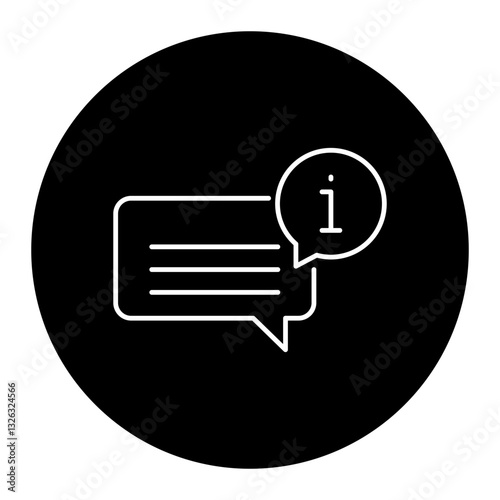Chat bubble icon with an information bubble representing knowledge sharing, customer support, informational messaging, and business communication