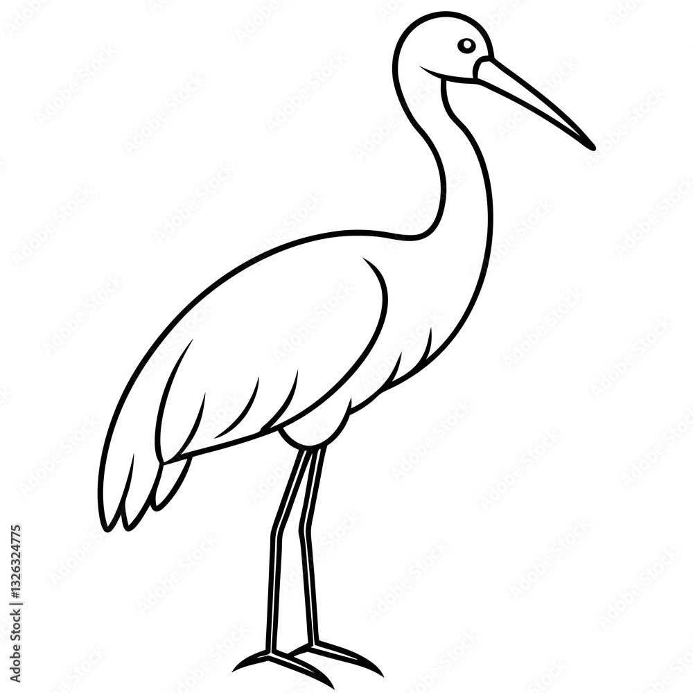 Obraz premium Single-Line Stork Vector Design
