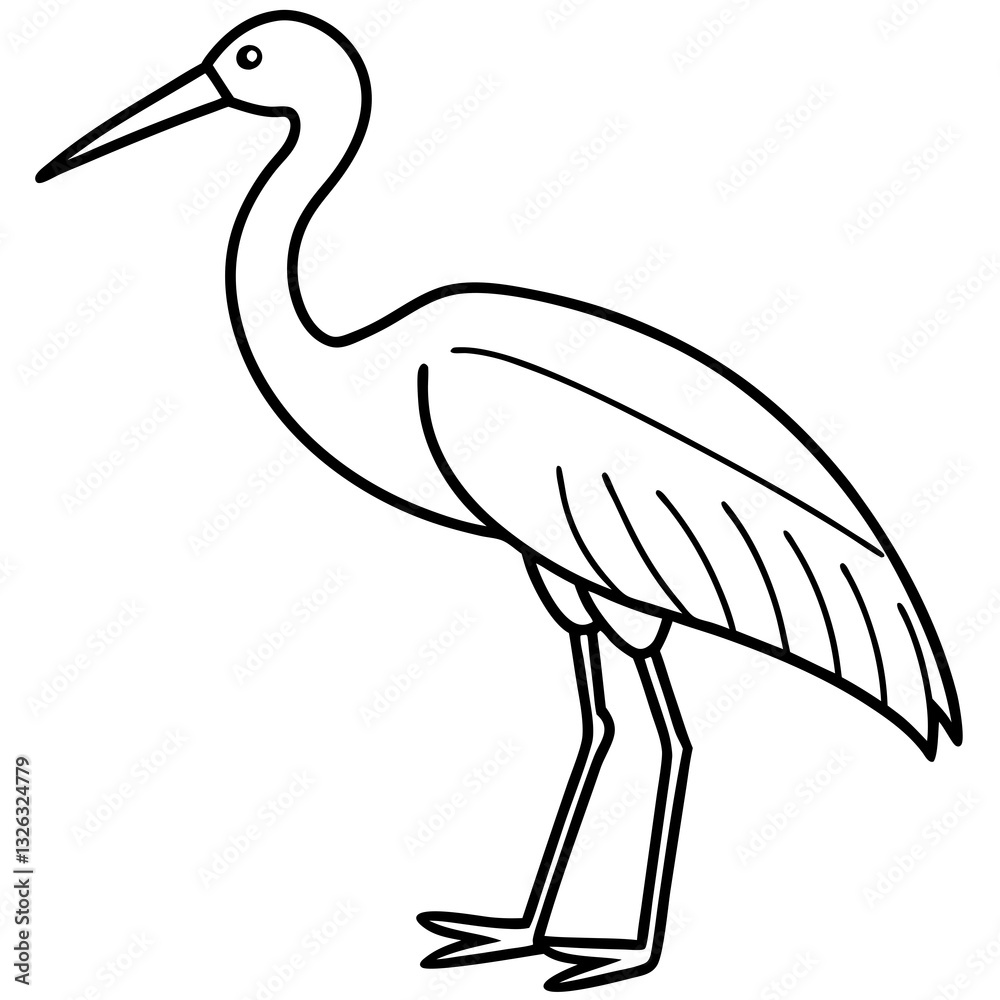 Obraz premium Single-Line Stork Vector Design