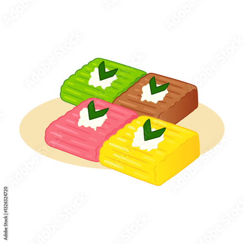 Isolated vector illustration of an Indonesian traditional snack made from grounded boiled cassava called Getuk Lindri.