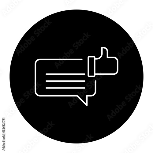 Chat bubble icon with a thumbs-up representing message approval, decision validation, confirmation messages, and compliance communication