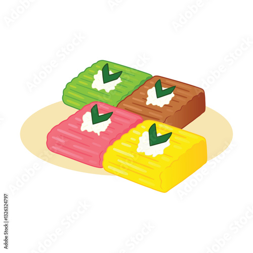 Isolated vector illustration of an Indonesian traditional snack made from grounded boiled cassava called Getuk Lindri.