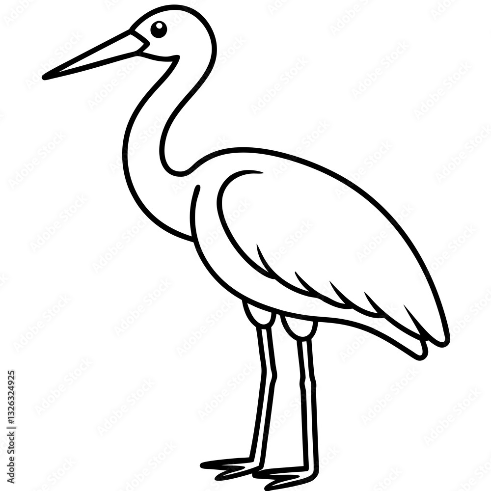Obraz premium Single-Line Stork Vector Design