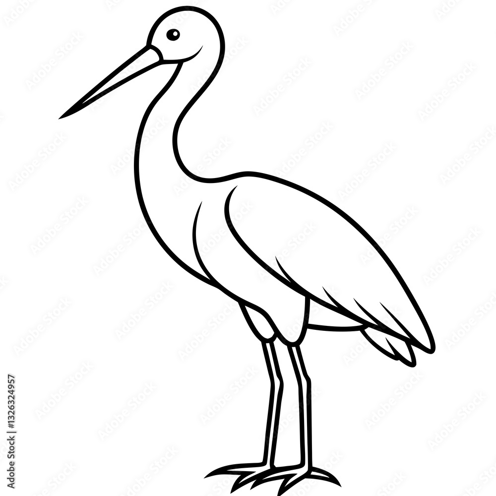 Obraz premium Single-Line Stork Vector Design