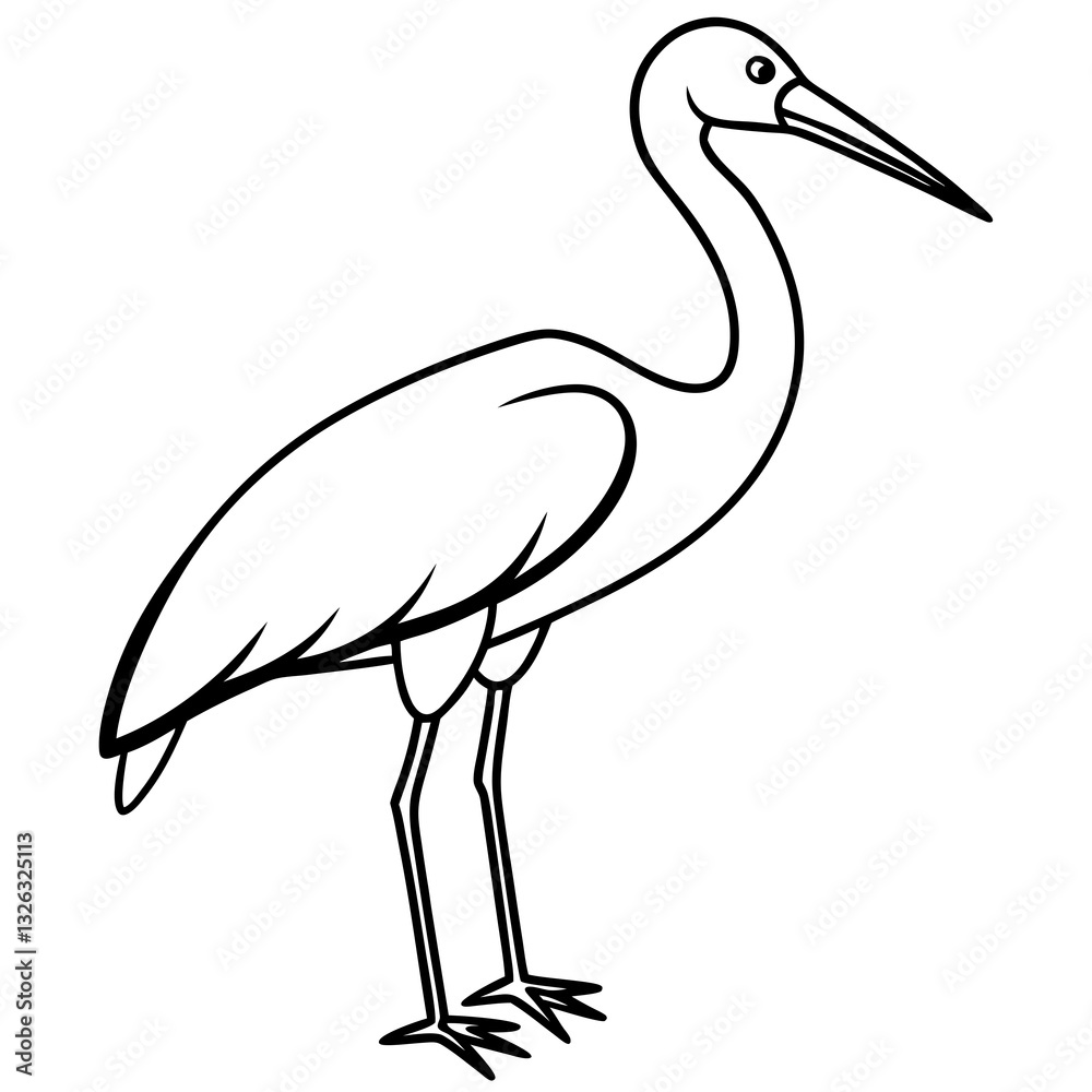 Obraz premium Single-Line Stork Vector Design