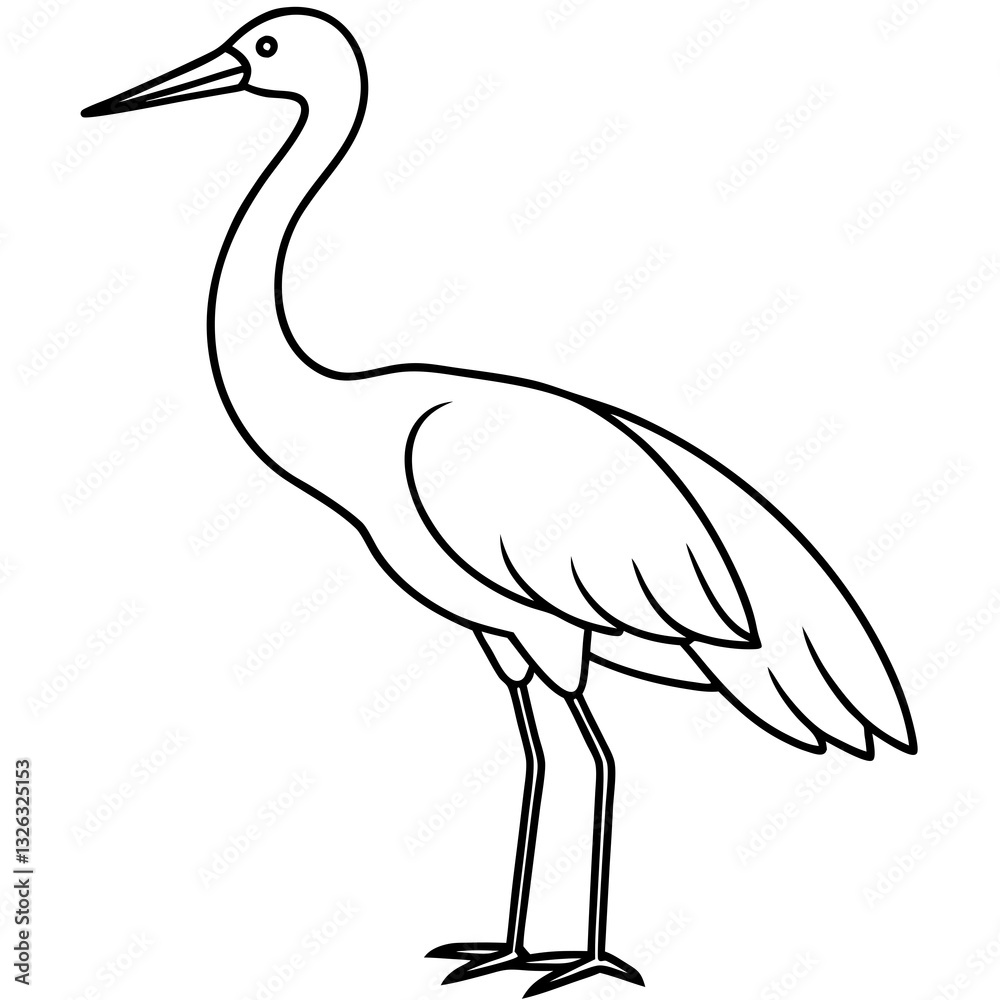 Fototapeta premium Single-Line Stork Vector Design