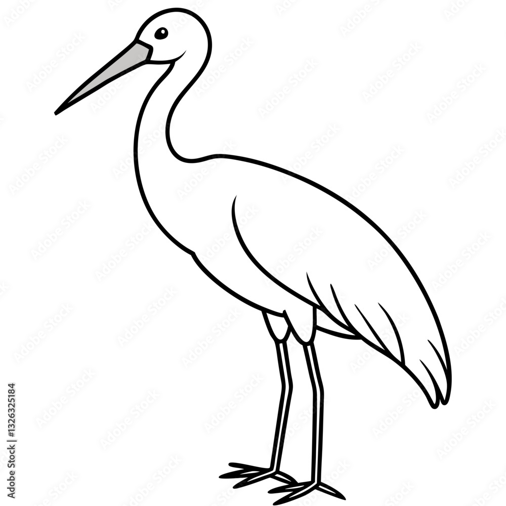 Obraz premium Single-Line Stork Vector Design