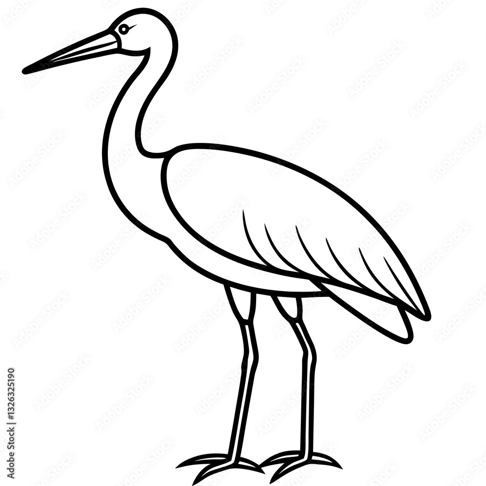 Obraz premium Single-Line Stork Vector Design