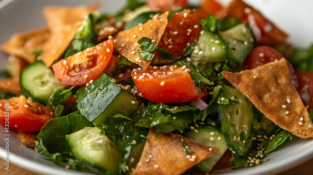 Fresh and Vibrant Fattoush Salad with Toasted Pita Bread Fresh and Vibrant Fattoush Salad with Toasted Pita Bread
