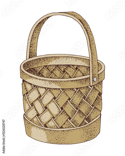 Empty hand drawn wicker basket vector