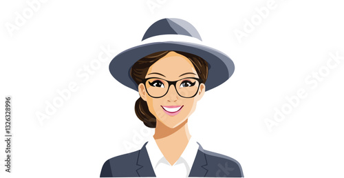 Smile girl wear cap and glasses 