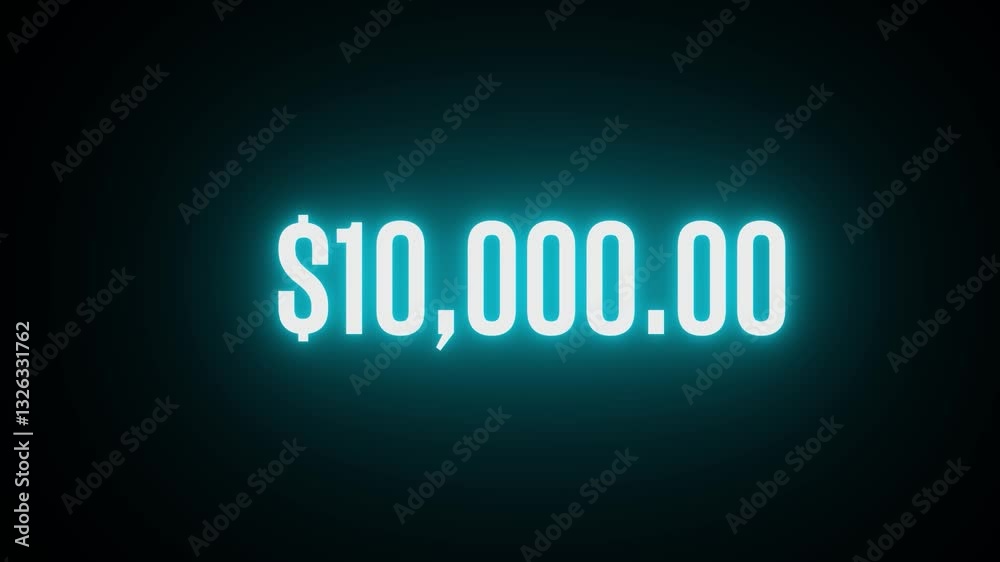 10 000 dollar counter Animation, Electronic counter of monetary numbers. Increase in bank account capital. Accumulation of a large amount of money. increase money animation. Earn dollar$ green screen