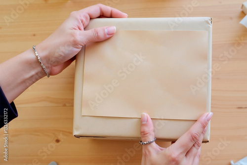 Packed parcel, ready for shipment, space for copying