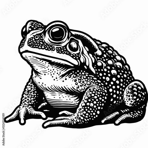 Detailed Image of a Toad Sitting Still with Textured Skin and Prominent Eyes