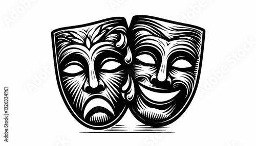 Comedy and Tragedy Masks Together Representing Opposite Emotions