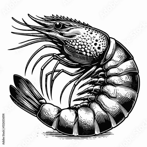 Detailed Shrimp Illustration Seafood Cuisine