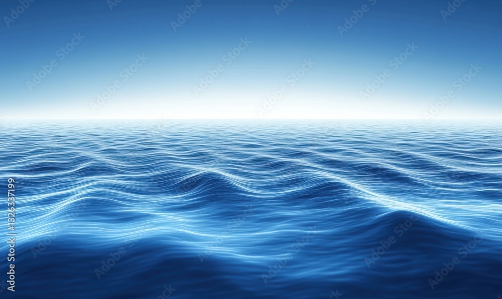 Fototapeta premium Calm blue ocean waves under clear sky, ideal for backgrounds