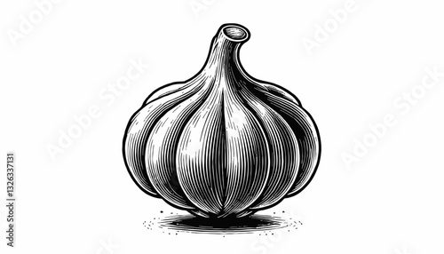 Detailed Garlic Bulb Fresh Ingredient Close Up Side View Ingredient Cooking Flavoring