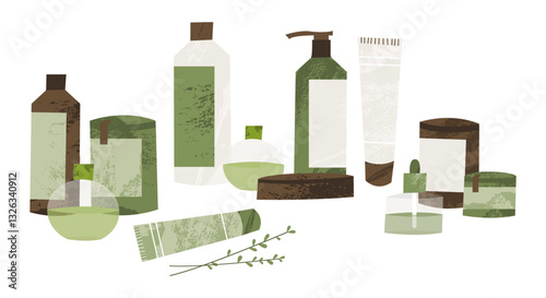 Homeopathy, naturopathy. Holistic medicine. Natural organic herb. Apothecary bottle. Vector flat cartoon illustration