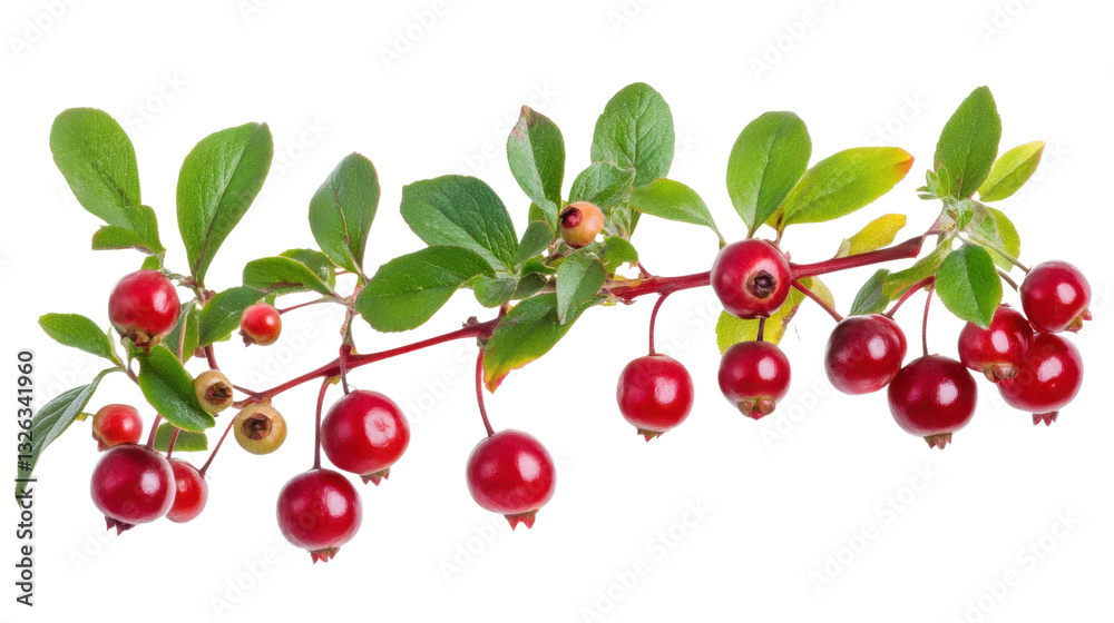 lingonberry branch with red berries isolated on white background lingonberry branch with red berries isolated on white background