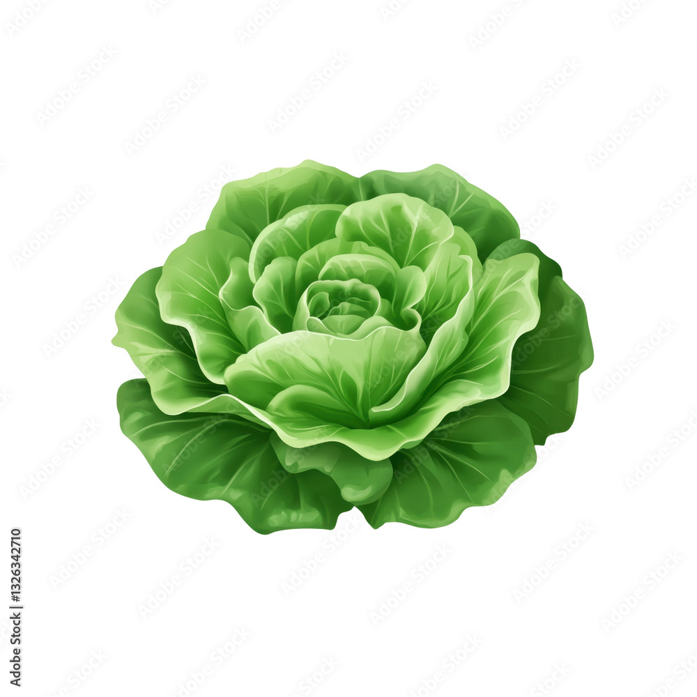 Obraz premium Sumo lettuce exhibits vibrant green leaves and intricate textures captured against a clear background for a striking presentation.