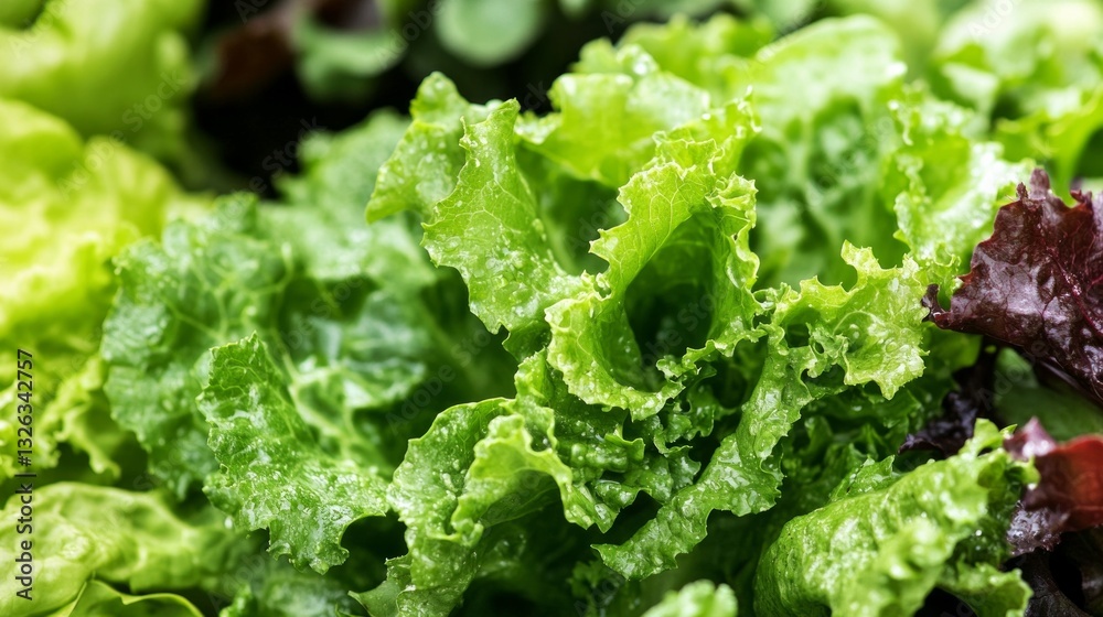 A bunch of green lettuce with some red leaves A bunch of green lettuce with some red leaves