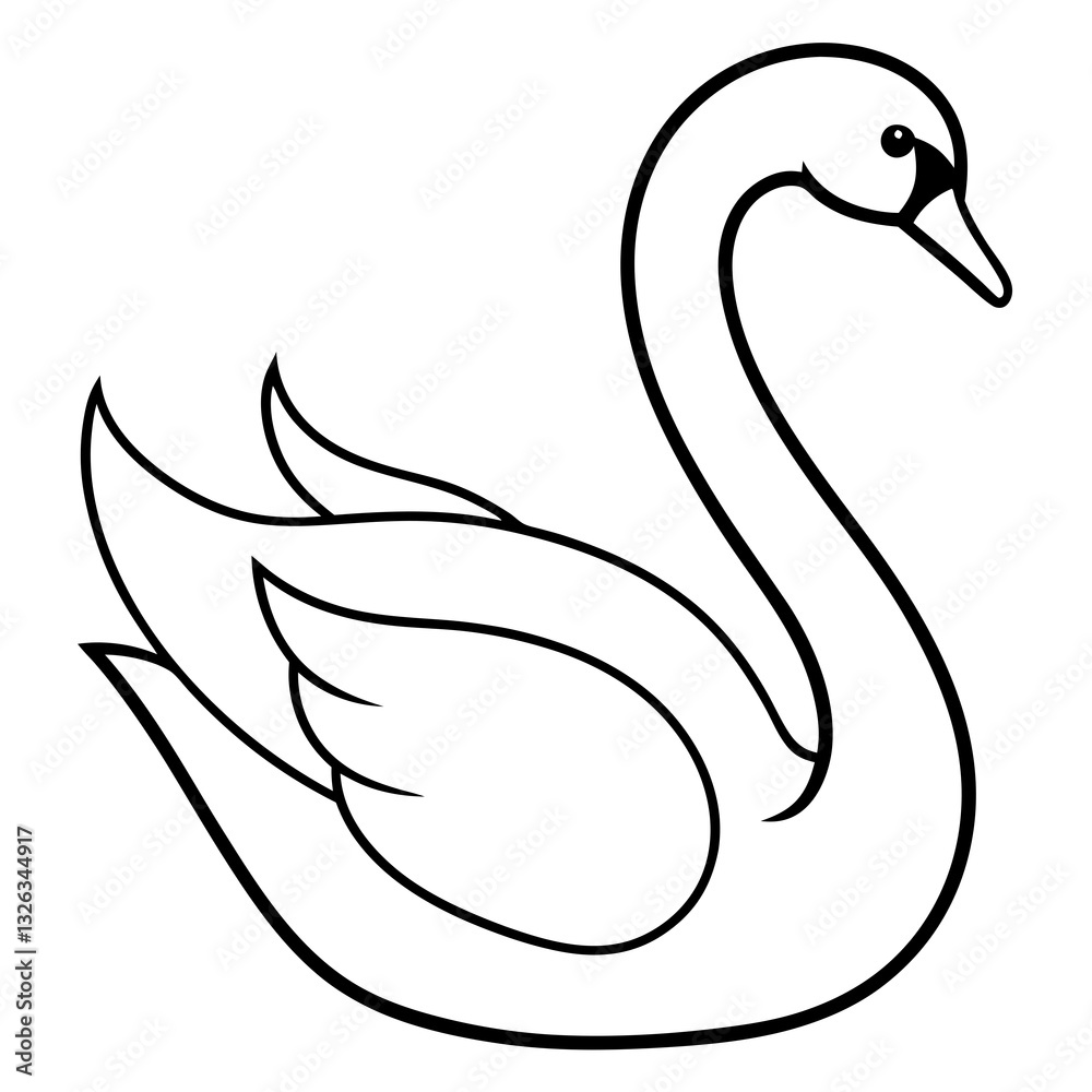 Fototapeta premium Swan Outline Vector Art Illustration