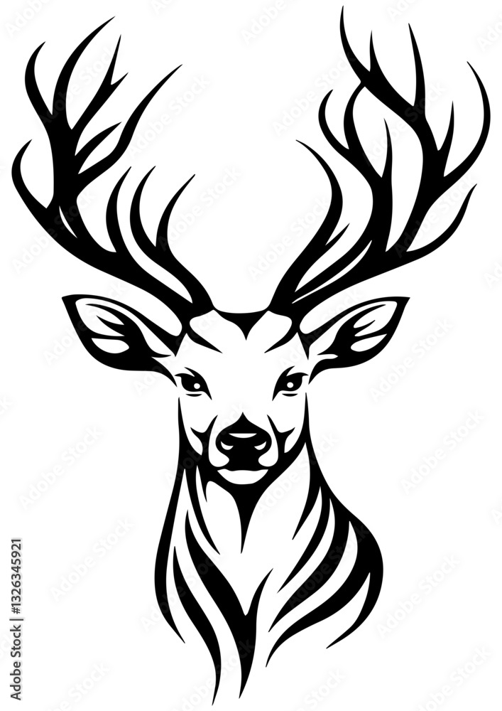 Naklejka premium Deer Animal illustration, vector animal logo, Gift idea, printable, engrave laser, digital prints, Animal Design, vector illustration, tattoo sketch, cricut, sublimation, logotype design