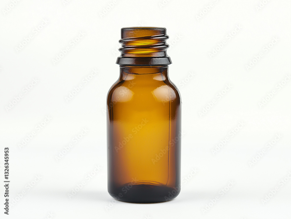Amber glass bottle with screw cap studio setting product photography minimalist environment close-up view packaging concept Amber glass bottle with screw cap studio setting product photography minimalist environment close-up view packaging concept