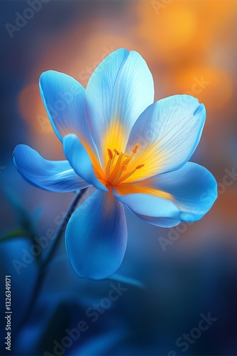 Dreamy Blue Flower Close Up of a Blue Flower with Delicate Pastel Colors and a Blurred Background