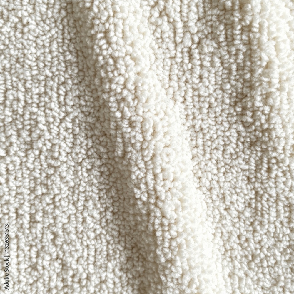 Cozy Texture: A Close-Up View of White Sherpa Fabric with Soft Curves and Delicate Detailing for Textile Design Inspiration Cozy Texture: A Close-Up View of White Sherpa Fabric with Soft Curves and Delicate Detailing for Textile Design Inspiration