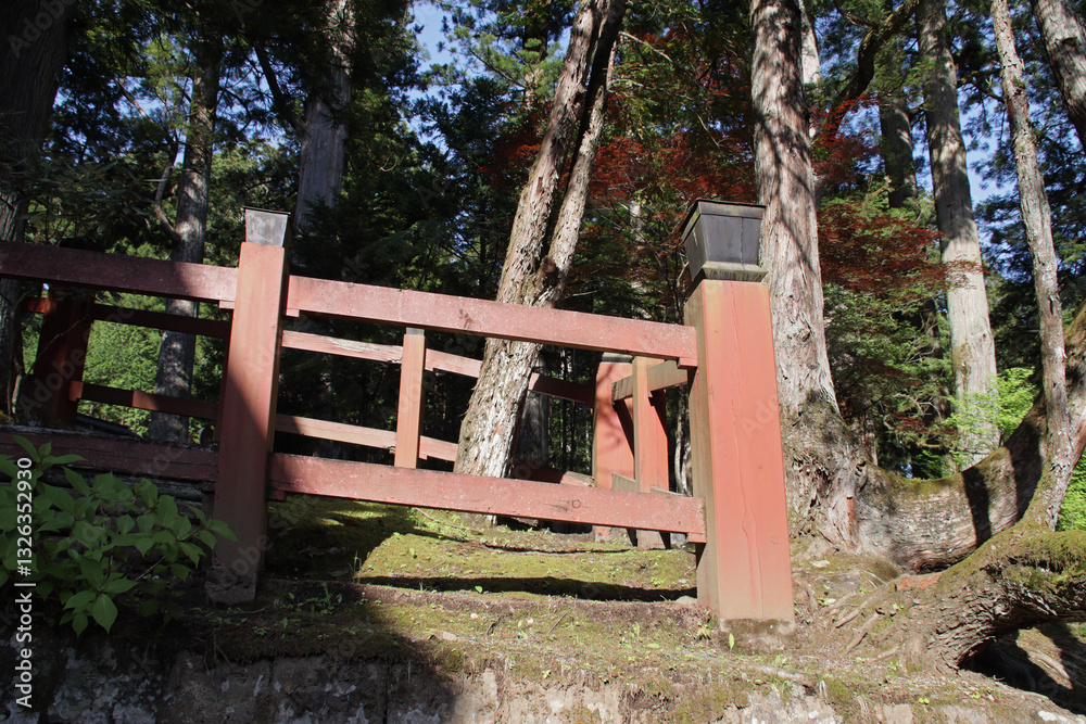 wood palisade in a temple in nikko in japan