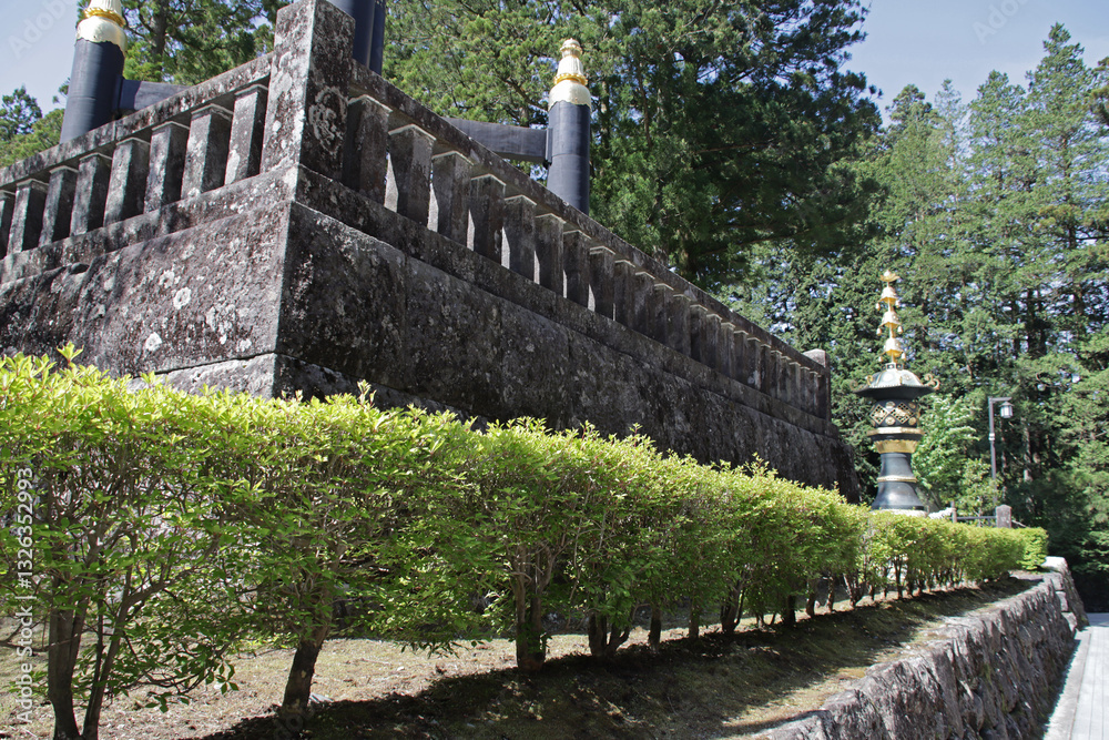 stone monument in a temple in nikko in japan