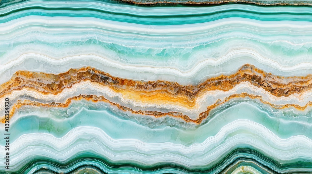 Fototapeta premium Elegant Aqua and Brown Striped Agate Stone with Intricate Layers