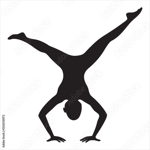 gymnastics girl silhouette, gymnastic vector illustration, exercise clipart design
